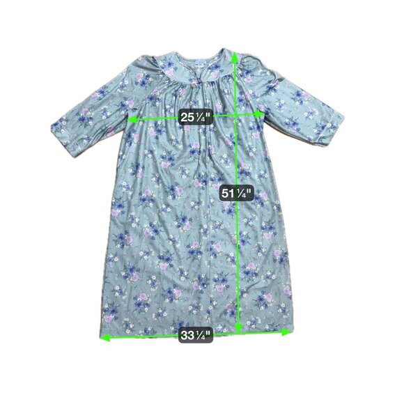 VTG Catherines Womens Green Floral Long Sleeve Button-Front Nightgown SZ 3XL - Picture 8 of 8